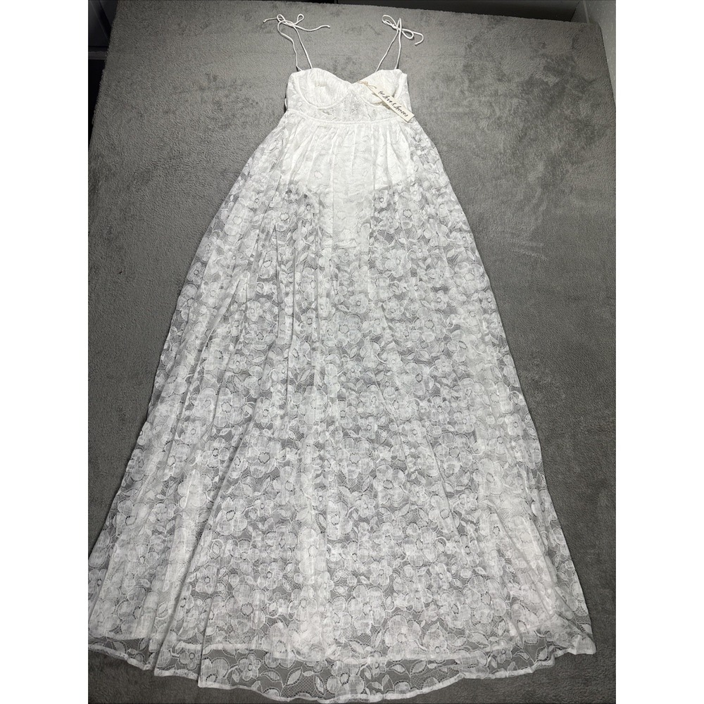 NWT For Love and Lemons Lorena Maxi Dress White Lace Size XS - Picture 2 of 14